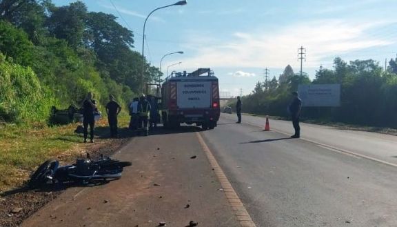 Oberá: motociclista murió tras colisionar con una camioneta sobre la ruta 14